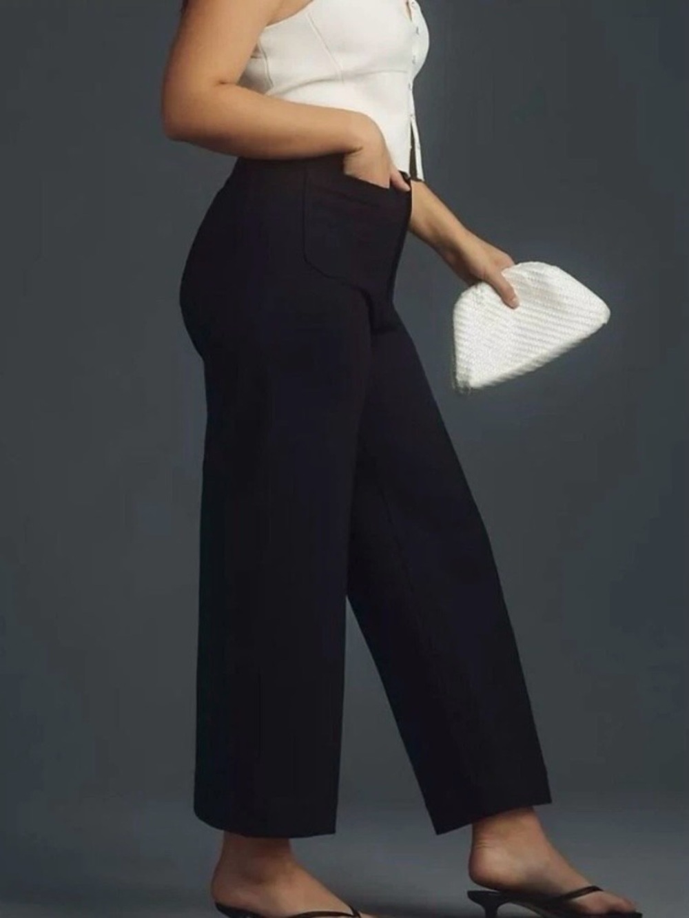 Maeve Black High-Rise Wide Leg Trousers